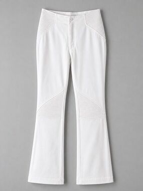Vertigo Paris White Moto Flare Pants Made In France Vintage Size 8 FR 40 Stretch
